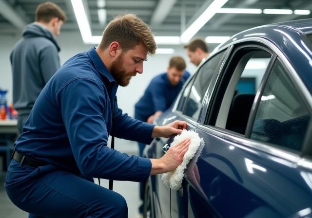 Il team di Marmot Auto Spa al lavoro su una vettura